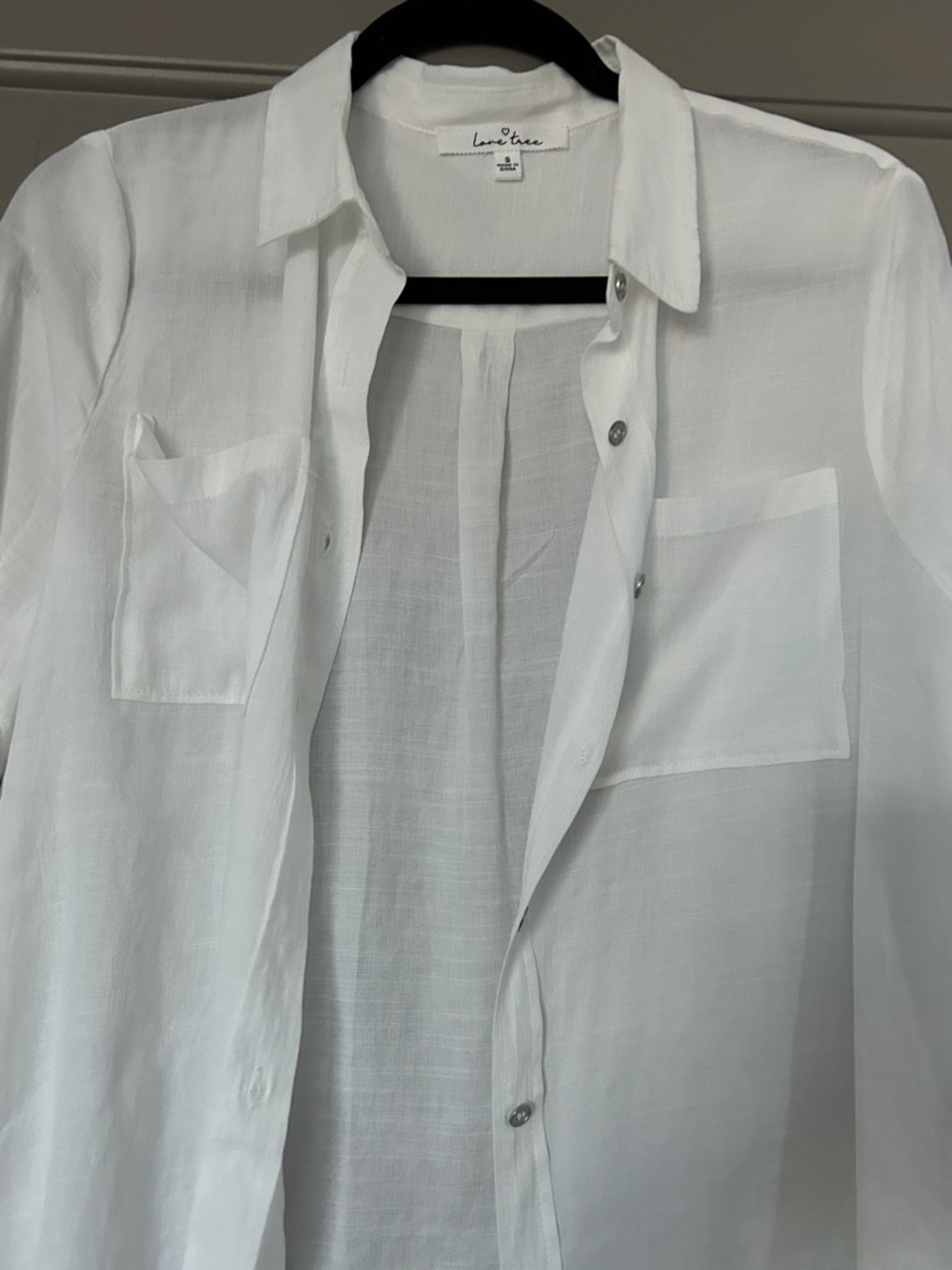 Love Tree White Lightweight Button-Up Shirt - Picture 4 of 11